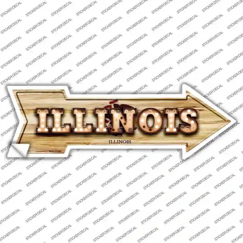 A-593s-L Illinois Bulb Lettering Novelty Arrow Sticker Decal - Large