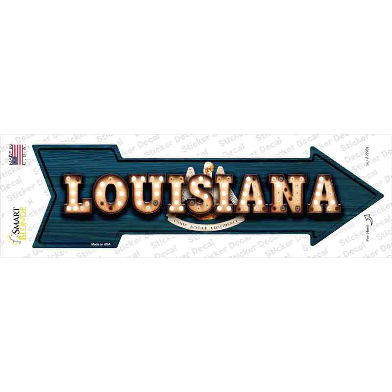 A-598s-M Louisiana Bulb Lettering Novelty Arrow Sticker Decal - Medium