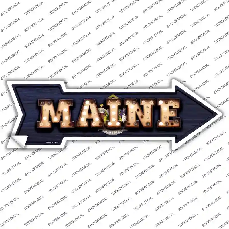 A-599s-XL Maine Bulb Lettering Novelty Arrow Sticker Decal - Extra Large