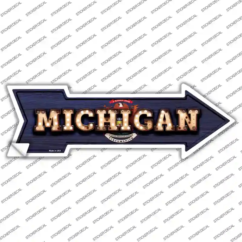 A-602s-S Michigan Bulb Lettering Novelty Arrow Sticker Decal - Small