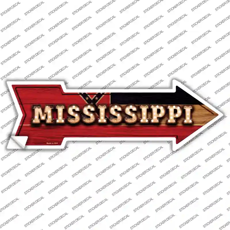 A-604s-L Mississippi Bulb Lettering Novelty Arrow Sticker Decal - Large