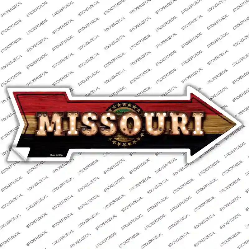 A-605s-XL Missouri Bulb Lettering Novelty Arrow Sticker Decal - Extra Large