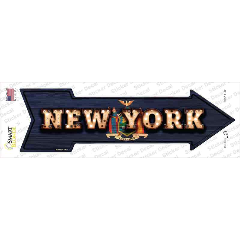 A-612s-M   York Bulb Lettering Novelty Arrow Sticker Decal - Medium