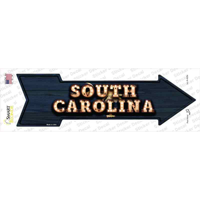 A-620s-M South Carolina Bulb Lettering Novelty Arrow Sticker Decal - Medium