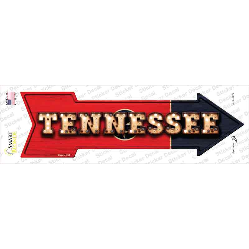 A-622s-M Tennessee Bulb Lettering Novelty Arrow Sticker Decal - Medium