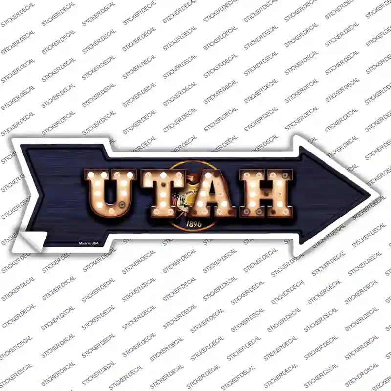 A-624s-XL Utah Bulb Lettering Novelty Arrow Sticker Decal - Extra Large