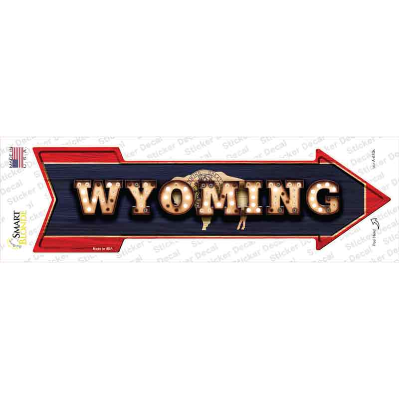 A-630s-M Wyoming Bulb Lettering Novelty Arrow Sticker Decal - Medium
