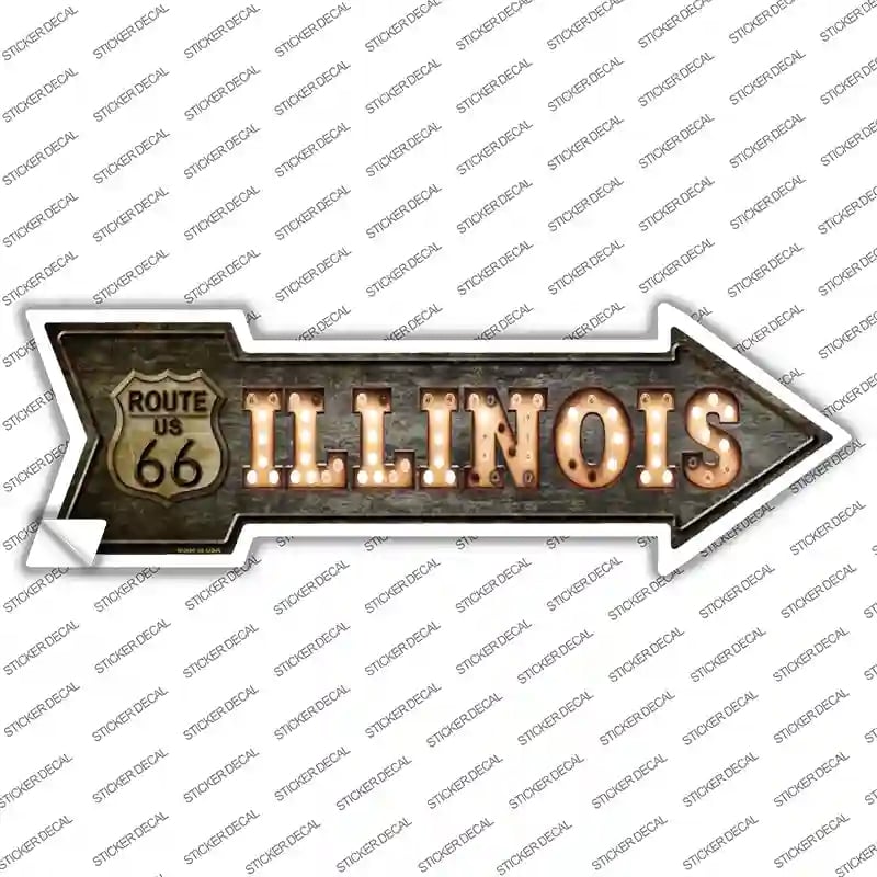 A-430s-S Illinois Route 66 Bulb Letters Novelty Arrow Sticker Decal - Small