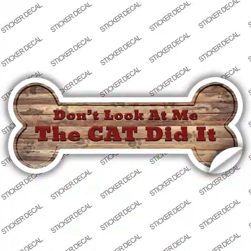 B-031s-S The Cat Did It Novelty Bone Sticker Decal - Small