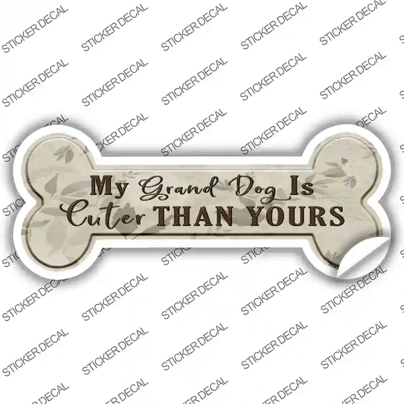 B-032s-L Dog is Cuter Than Yours Novelty Bone Sticker Decal - Large