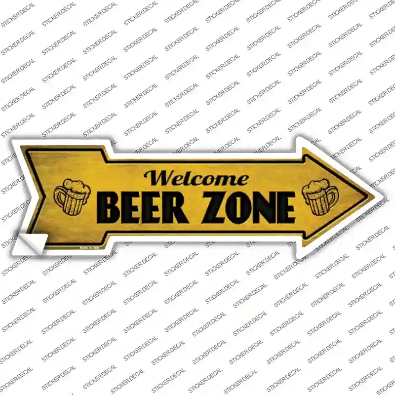 A-659s-L Welcome Beer Zone Novelty Arrow Sticker Decal - Large
