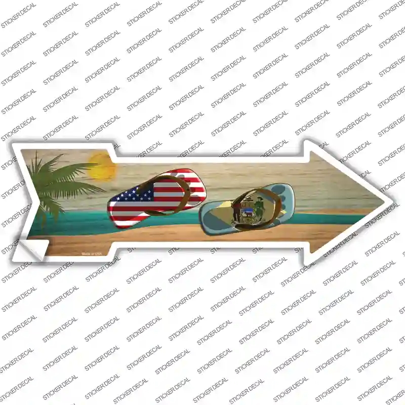 A-703s-L US & Delaware Flag Flip Flop Novelty Arrow Sticker Decal - Large