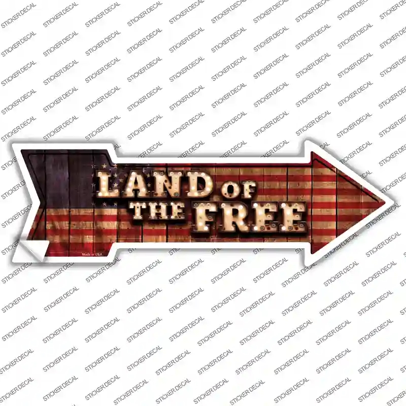 A-638s-XL Land of the Free Bulb Letters Novelty Arrow Sticker Decal - Extra Large