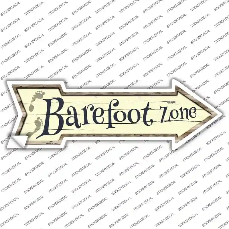 A-645s-S Barefoot Zone Novelty Arrow Sticker Decal - Small