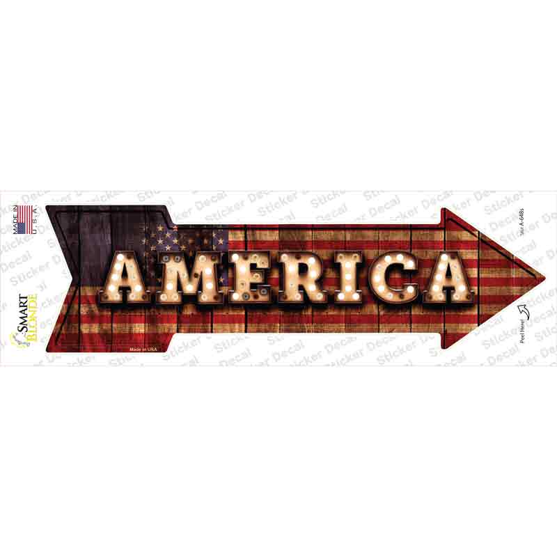A-648s-M America Bulb Lettering Novelty Arrow Sticker Decal - Medium