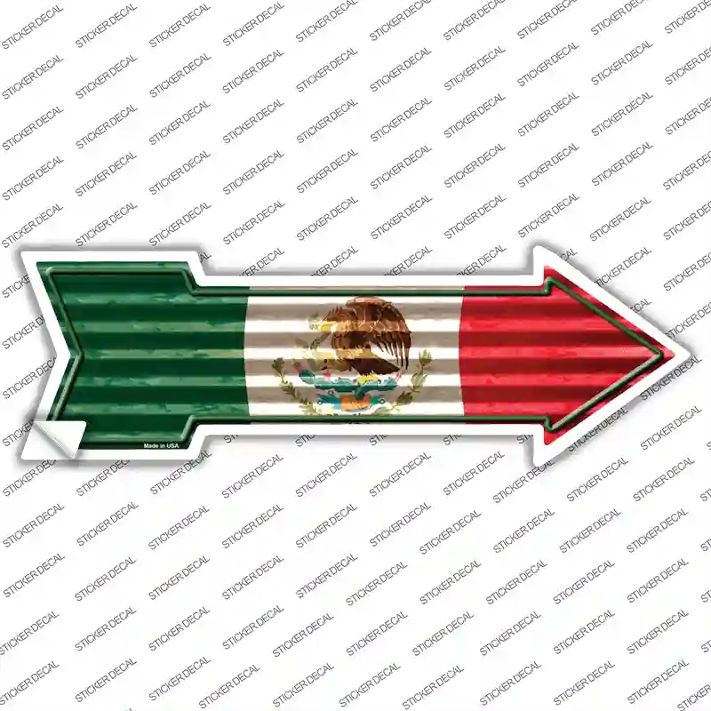 A-658s-L Mexico Flag Corrugated Novelty Arrow Sticker Decal - Large