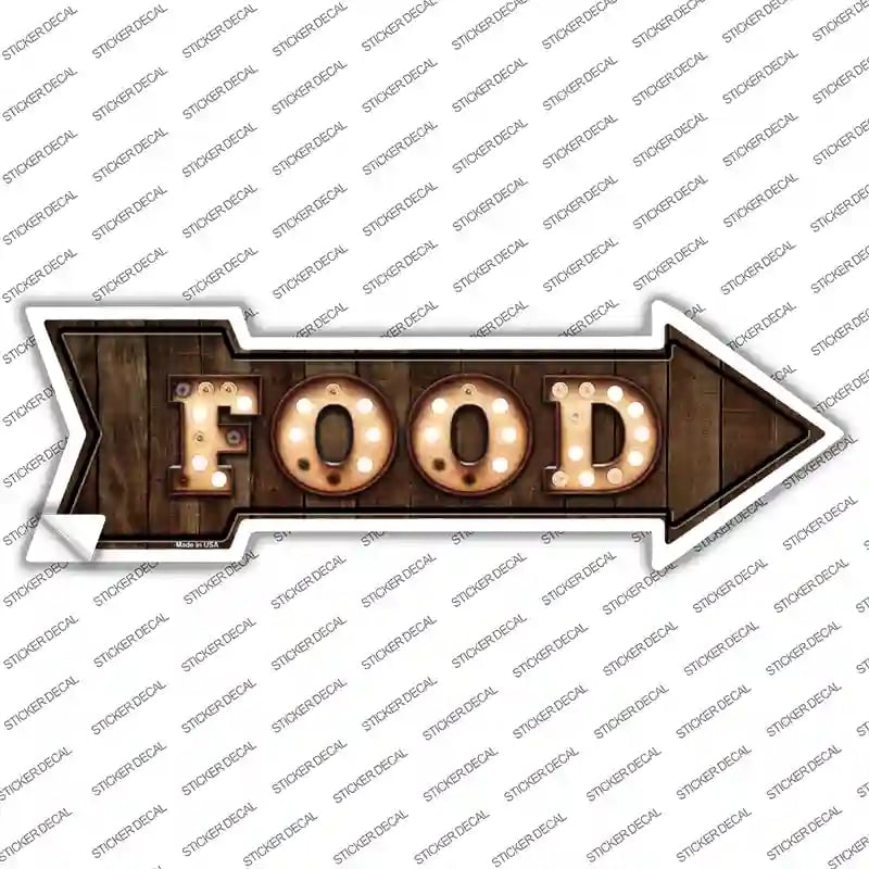 A-457s-L Food Bulb Letters Novelty Arrow Sticker Decal - Large