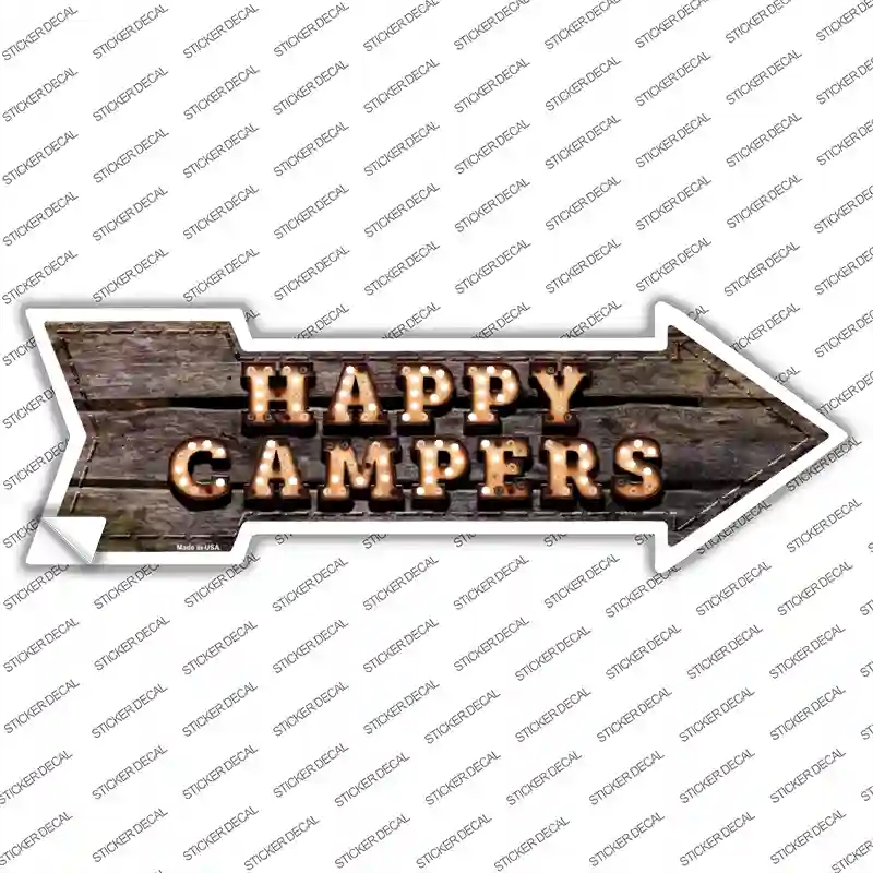 A-472s-S Happy Campers Bulb Letters Novelty Arrow Sticker Decal - Small