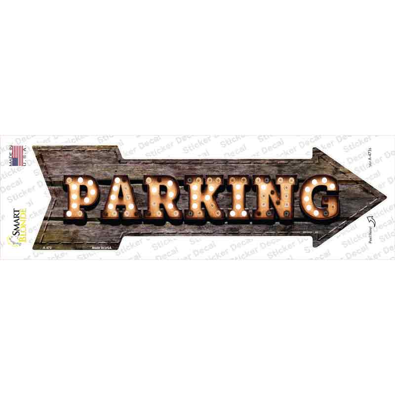 A-473s-M Parking Bulb Letters Novelty Arrow Sticker Decal - Medium