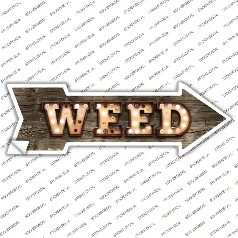 A-494s-S Weed Bulb Letters Novelty Arrow Sticker Decal - Small