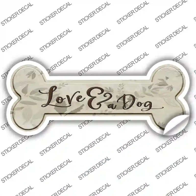 B-060s-S Love & A Dog Novelty Bone Sticker Decal - Small