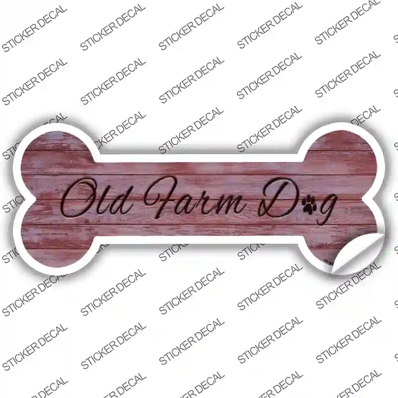 B-063s-L Old Farm Dog Novelty Bone Sticker Decal - Large