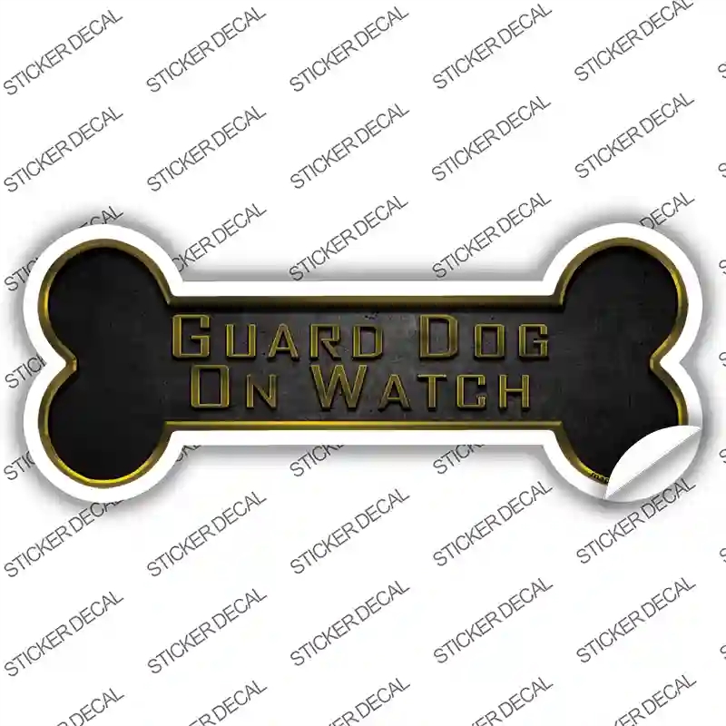 B-067s-S Guard Dog on Watch Novelty Bone Sticker Decal - Small