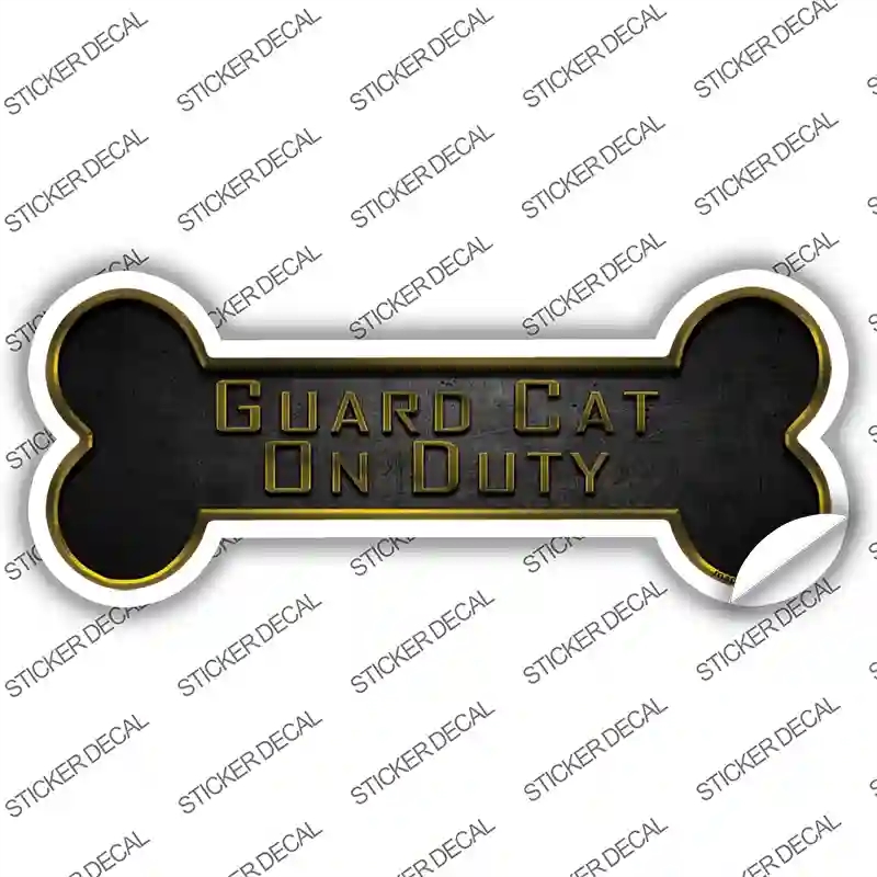 B-073s-S Guard Cat on Duty Novelty Bone Sticker Decal - Small