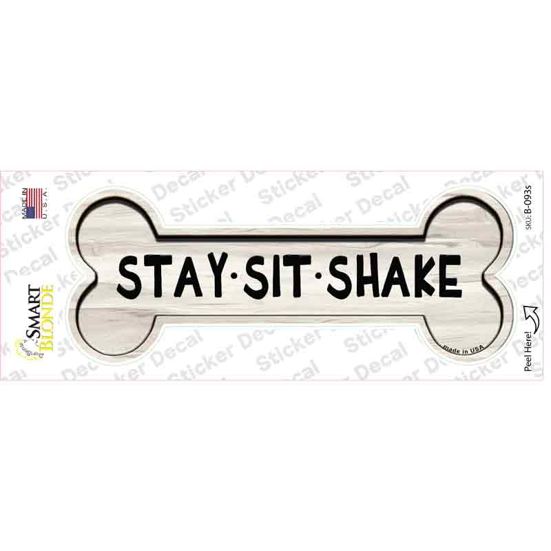 B-093s-M Stay Sit Shake Novelty Bone Sticker Decal - Medium