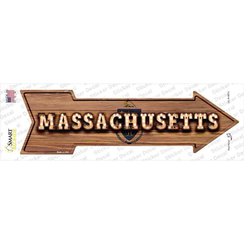 A-601s-M Massachusetts Bulb Lettering Novelty Arrow Sticker Decal - Medium