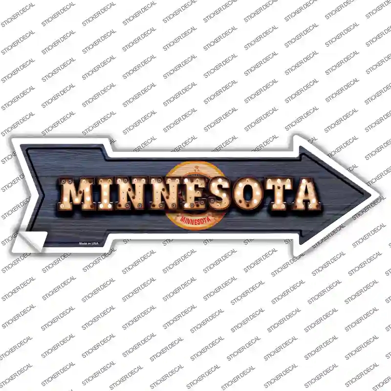 A-603s-L Minnesota Bulb Lettering Novelty Arrow Sticker Decal - Large