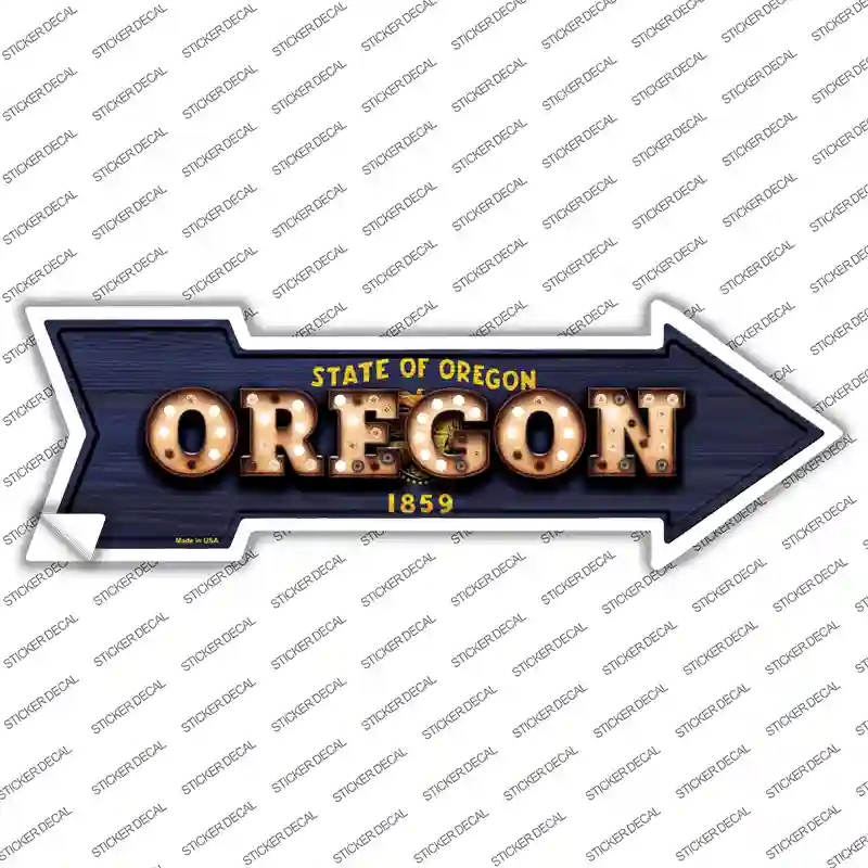 A-617s-L Oregon Bulb Lettering Novelty Arrow Sticker Decal - Large