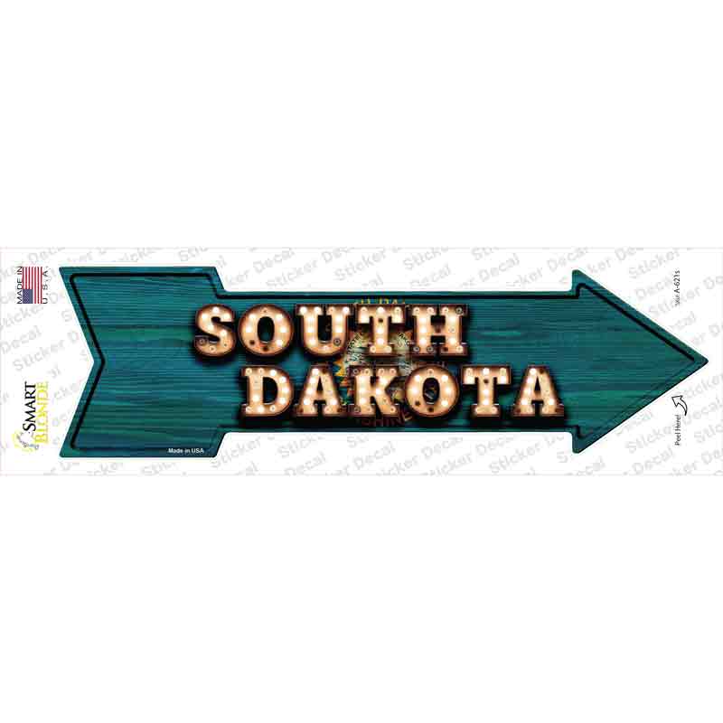 A-621s-M South Dakota Bulb Lettering Novelty Arrow Sticker Decal - Medium