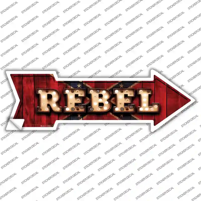 A-652s-S Rebel Bulb Lettering Novelty Arrow Sticker Decal - Small
