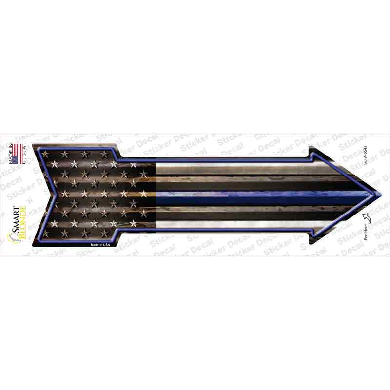 A-654s-M American Flag Thin Blue Line Novelty Arrow Sticker Decal - Medium