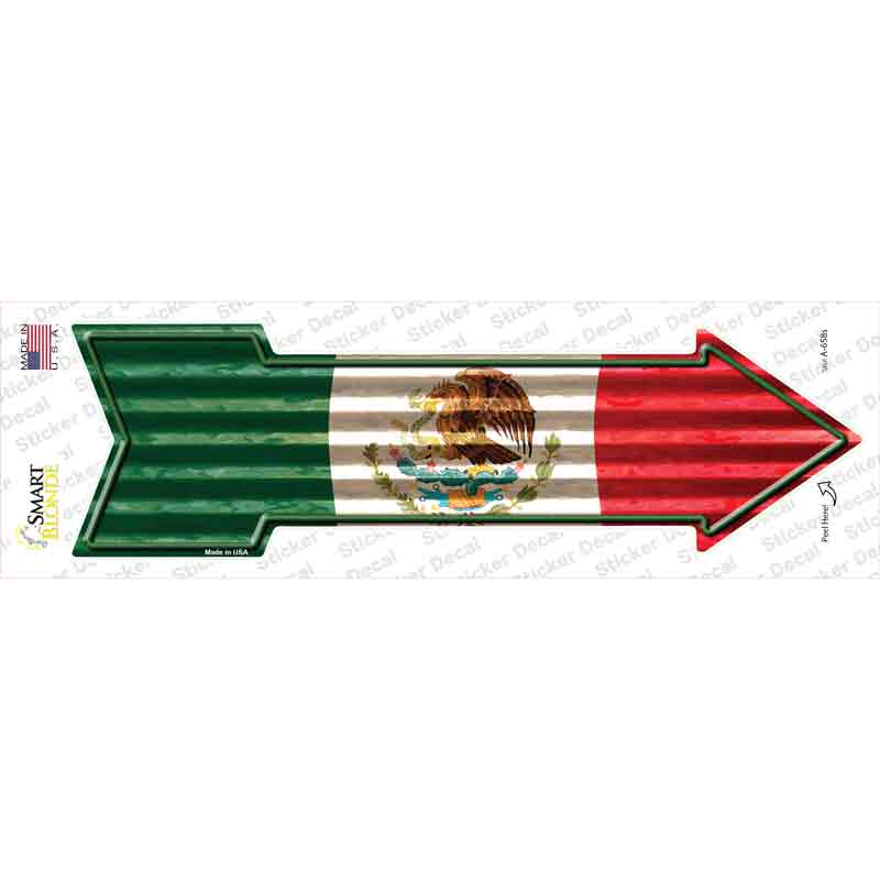 A-658s-M Mexico Flag Corrugated Novelty Arrow Sticker Decal - Medium