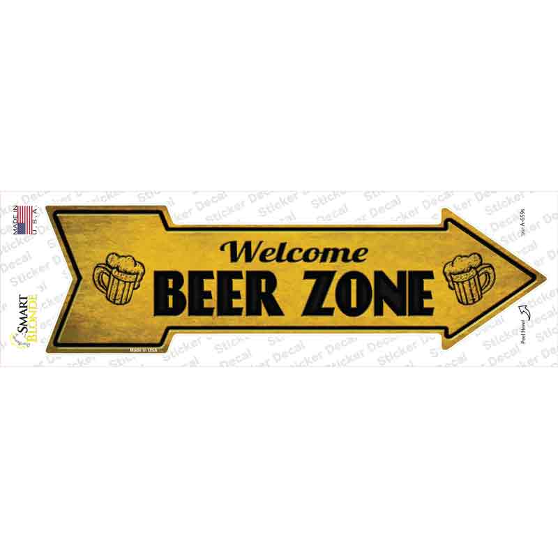 A-659s-M Welcome Beer Zone Novelty Arrow Sticker Decal - Medium