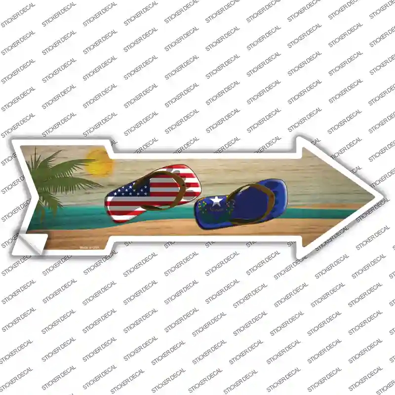 A-723s-S US & Nevada Flag Flip Flop Novelty Arrow Sticker Decal - Small