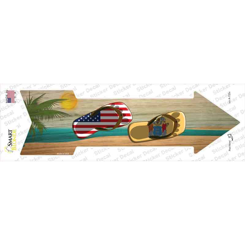 A-725s-M US &   Jersey Flag Flip Flop Novelty Arrow Sticker Decal - Medium
