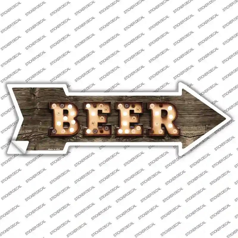 A-495s-S Beer Bulb Letters Novelty Arrow Sticker Decal - Small