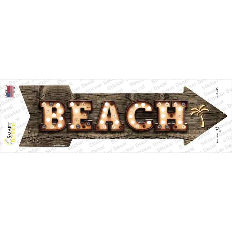 A-496s-M Beach with Trees Bulb Letters Novelty Arrow Sticker Decal - Medium