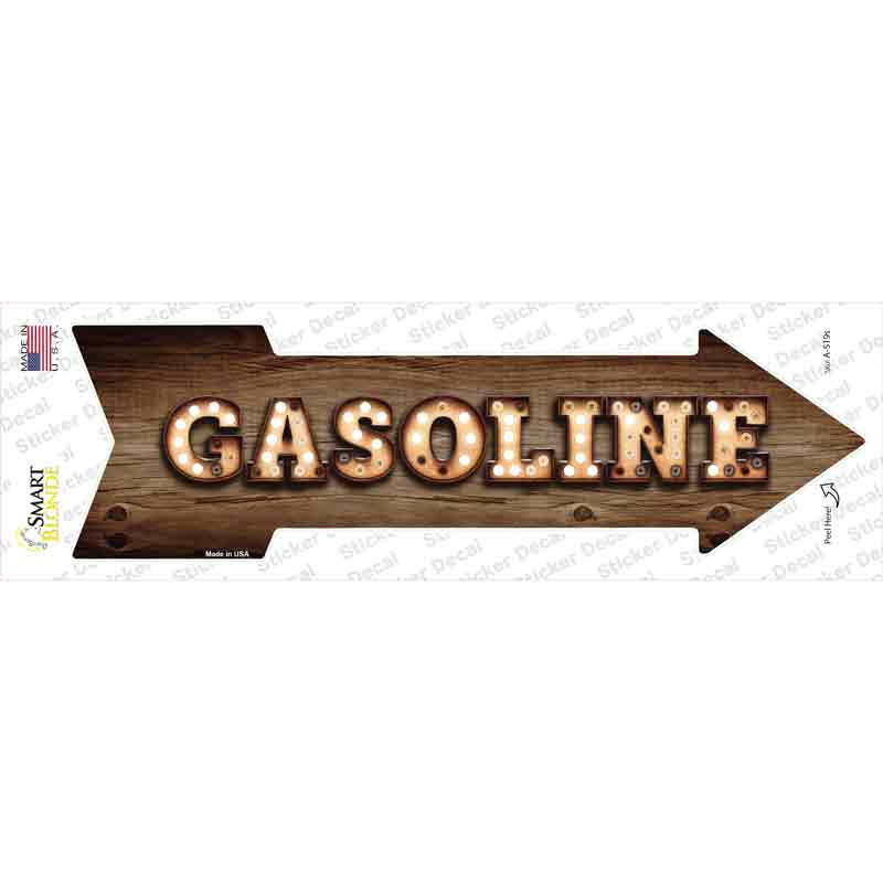 A-519s-M Gasoline Bulb Letters Novelty Arrow Sticker Decal - Medium