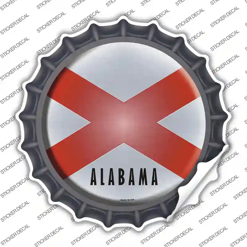 BC-100s-XL Alabama State Flag Novelty Bottle Cap Sticker Decal - Extra Large