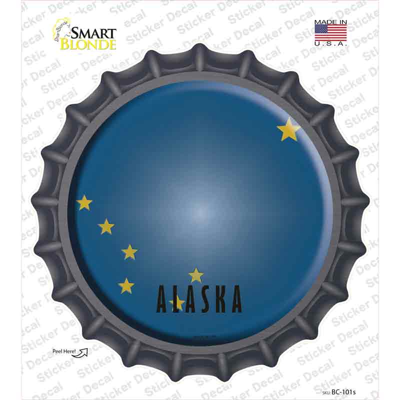 BC-101s-M Alaska State Flag Novelty Bottle Cap Sticker Decal - Medium