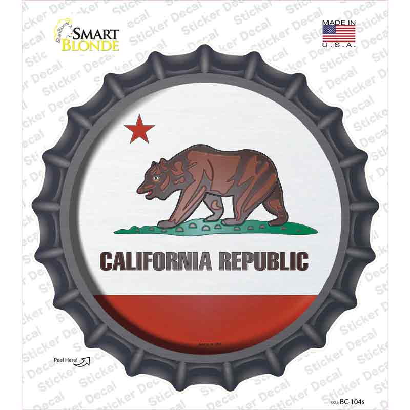 BC-104s-M California State Flag Novelty Bottle Cap Sticker Decal - Medium