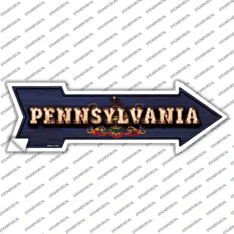 A-618s-L Pennsylvania Bulb Lettering Novelty Arrow Sticker Decal - Large