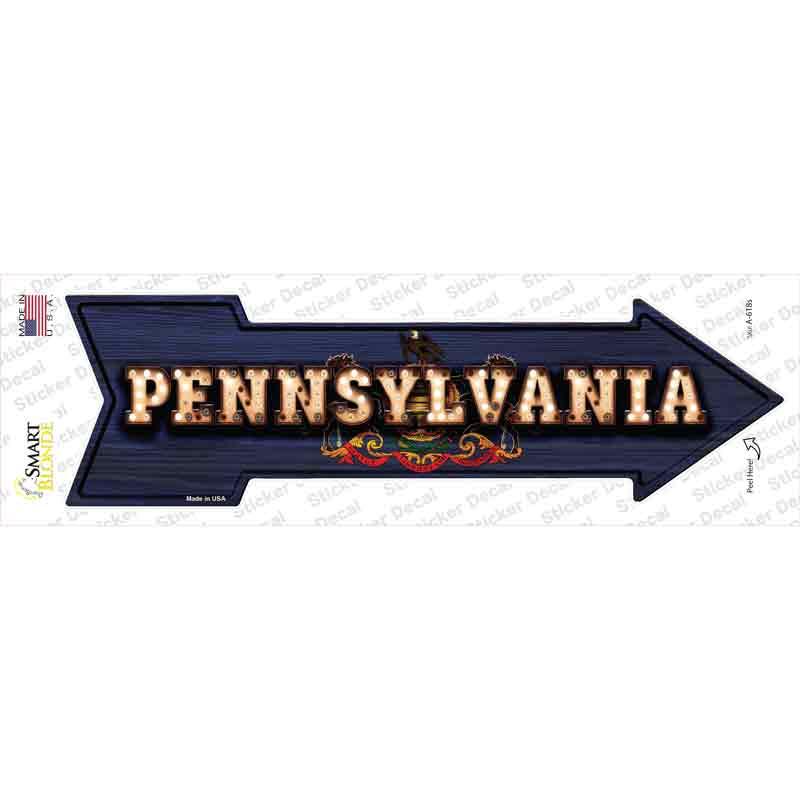 A-618s-M Pennsylvania Bulb Lettering Novelty Arrow Sticker Decal - Medium