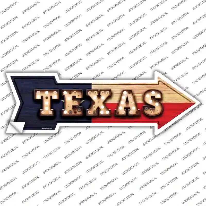 A-623s-S Texas Bulb Lettering Novelty Arrow Sticker Decal - Small