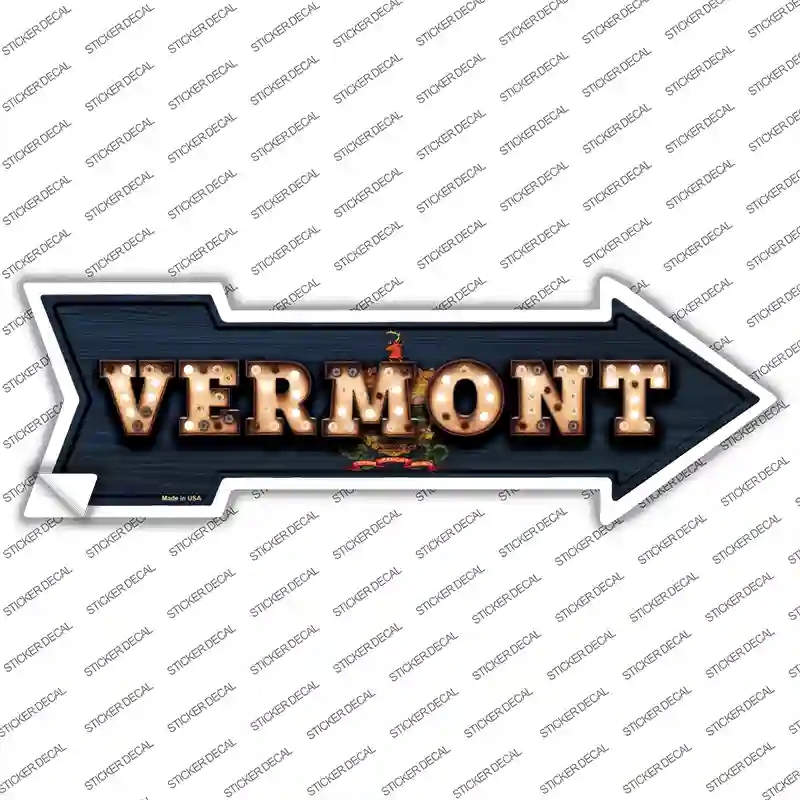 A-625s-L Vermont Bulb Lettering Novelty Arrow Sticker Decal - Large
