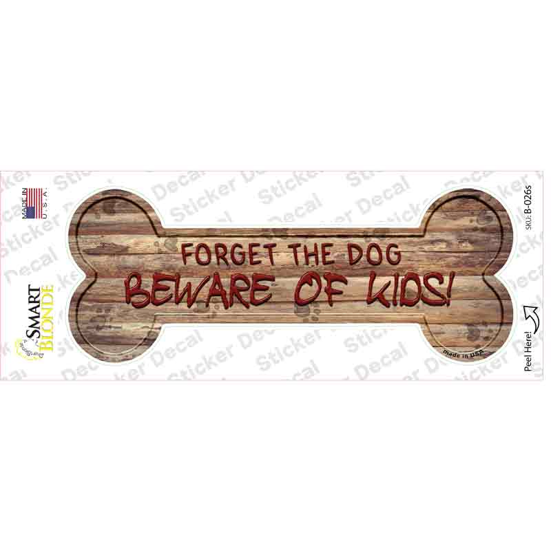 B-026s-M Beware of Kids Novelty Bone Sticker Decal - Medium